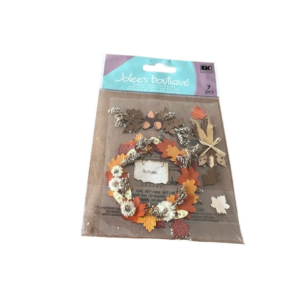 Jolees Autumn Wreath Acorn Fall Falling Leaves Thanksgiving Scrapbook Stickers